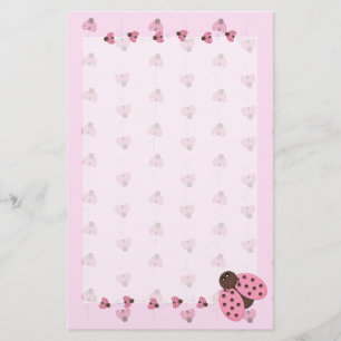 Stationära rosa nyckelpigor brevpapper