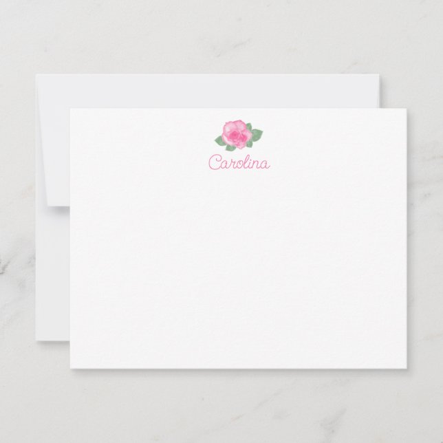 Stationära Rosa ros Blommigt Stationery Girls Anteckningskort (Framsida)