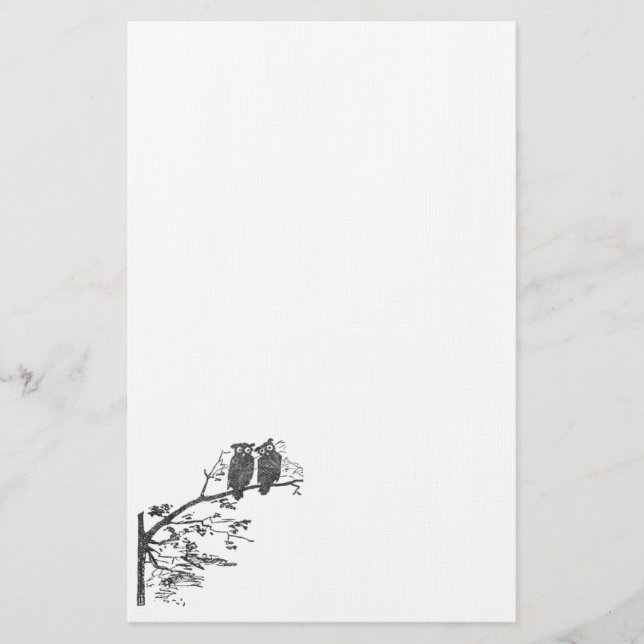 Stationära vintageugglor brevpapper (Framsida)