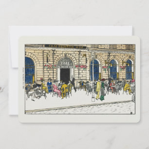 Stationärt 15 x 7-bitarskort i Paris Cafe-vykort Inbjudningar