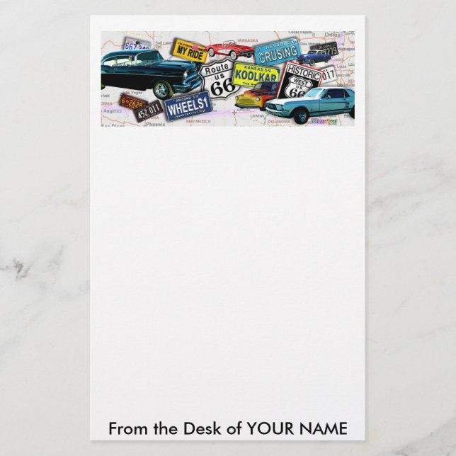 Stationärt - bilar för rutt 66_Classic Brevpapper (Framsida)