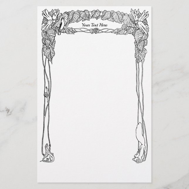 Stationärt naturtroget Art nouveau Brevpapper (Framsida)