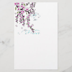 stationärt papper för körsbärsröd blommar