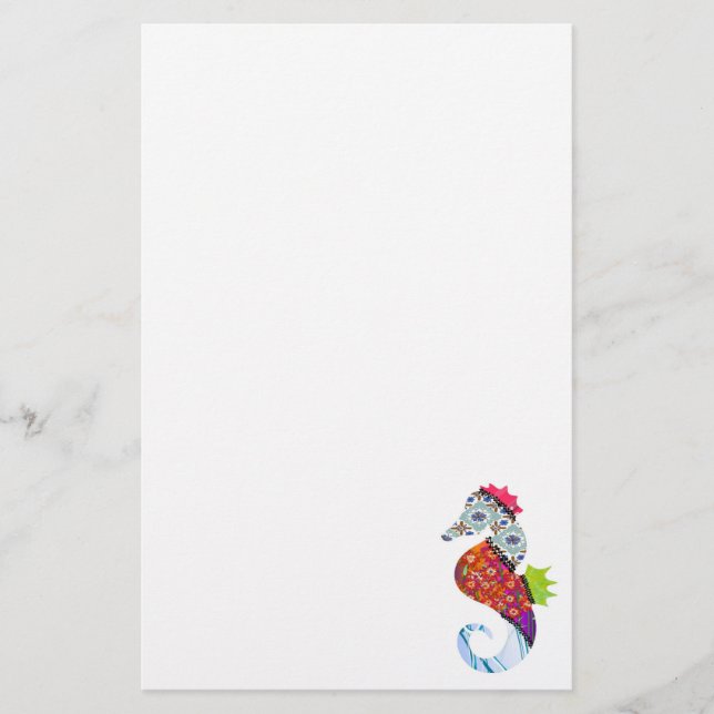 Stationärt SeahorsePatchworkhusdjur Brevpapper (Framsida)