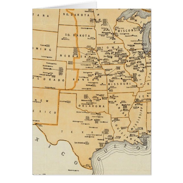 Stationer för radiosändning från Förenade Stater Hälsningskort (Framsidan)