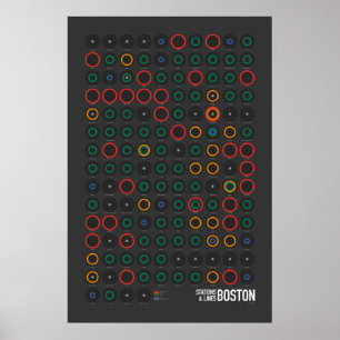 Stationer & Linjer: Boston (Mörk) Poster
