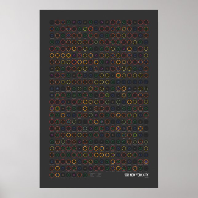 Stationer & Linjer: New York City (Mörk) Poster (Framsidan)