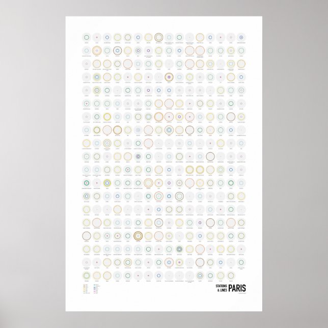 Stationer & Linjer: Paris (Ljus) Poster (Framsidan)