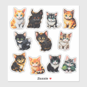 Stationeri för Watercolor Cat Scrapbook-format Klistermärken