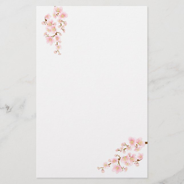 Stationeriet Cherry blommar träd gren Brevpapper (Framsida)