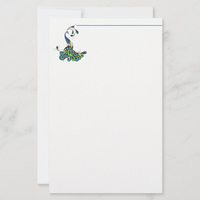 Stationery Paper-Peacock Brevpapper (Framsida)