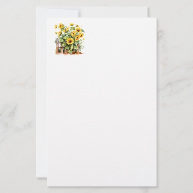 Stationery Paper-Sunflowers Brevpapper (Framsida)