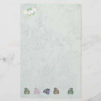 stationery white with butterflies brevpapper
