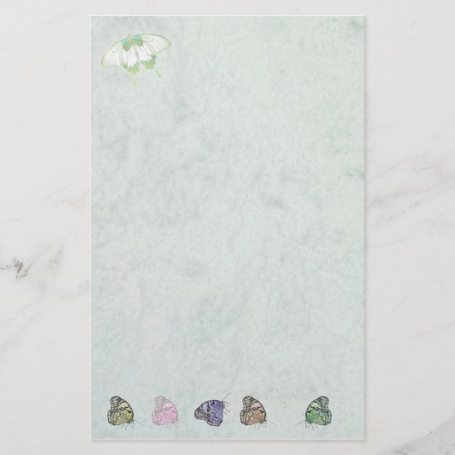 stationery white with butterflies brevpapper (Framsida)