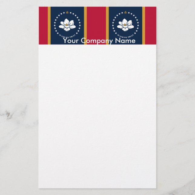 Stationery with Flag of Mississippi State, USA Brevpapper (Framsida)