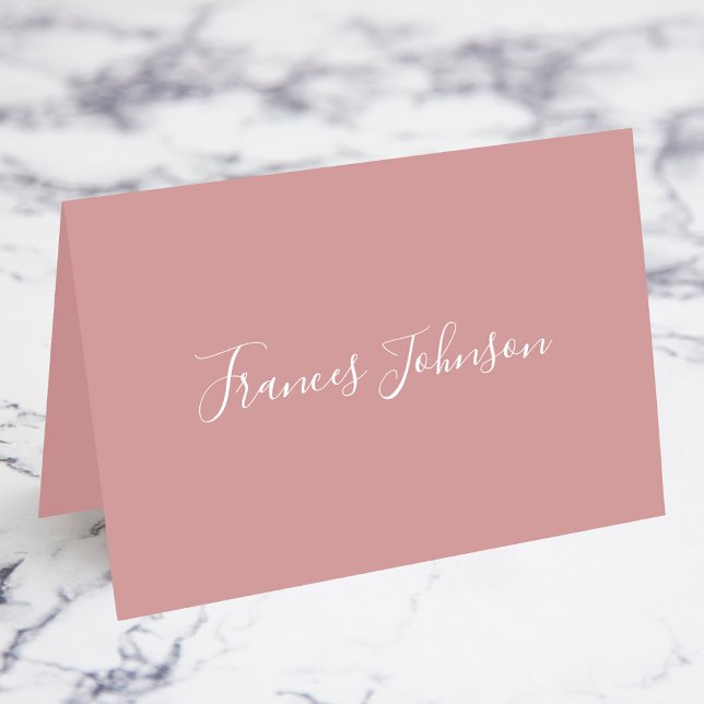 Stationskort för Dusty Rosa Elegant Fullt Namn Bordsnummer (Dusty Pink Elegant Full Name Place Cards)