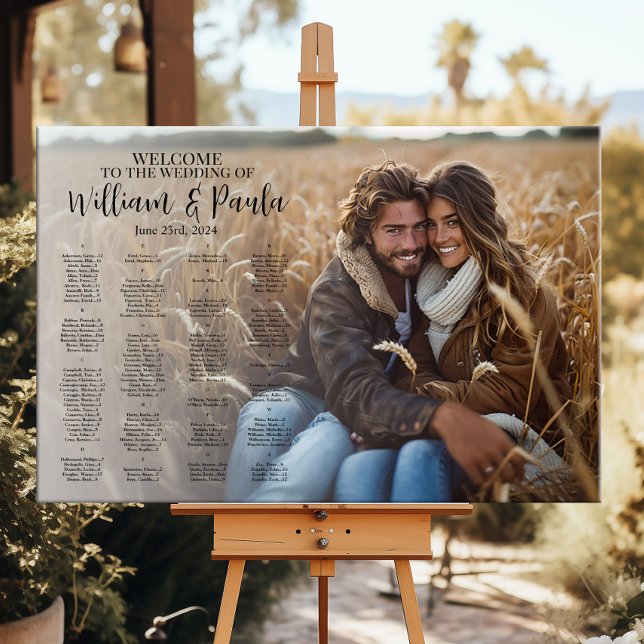 Stationsschema för bröllop med foto i alfabetisk o poster (Skapare uppladdad)