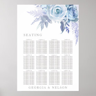 Stationsschema för Dusty Blue Blommigt Bröllop Pos Poster