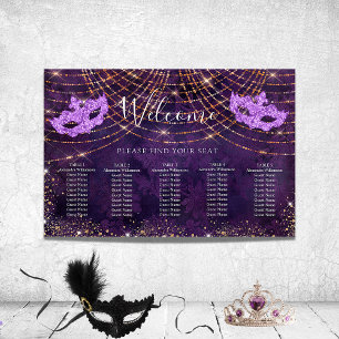 Stationsschema för maskerad lila glitter poster