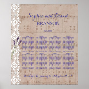 Stationsschema för Romantic Music Lavender Bröllop Poster