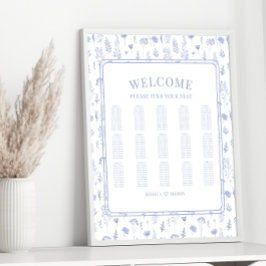 Stationsschema för romantisk ljusblå blommigt bröl poster