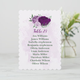 Stationsschema för romantiskt lila blommor inbjudningar