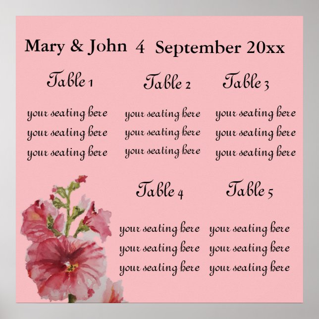 Stationsschema över "Hollyhock" i blommigt Bröllop Poster (Framsidan)