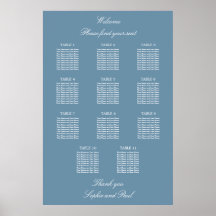 Stationsschemat Dusty Blue 11 Bord Bröllop Poster