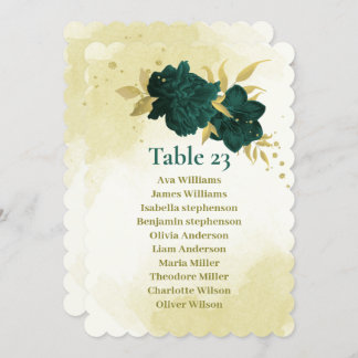 Stationsschemat för Emerald grönt guld blommigt Inbjudningar