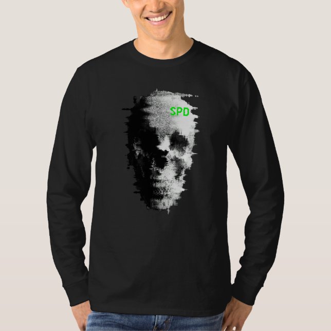 Statisk Glitch Spökskalle TV T Shirt (Framsida)
