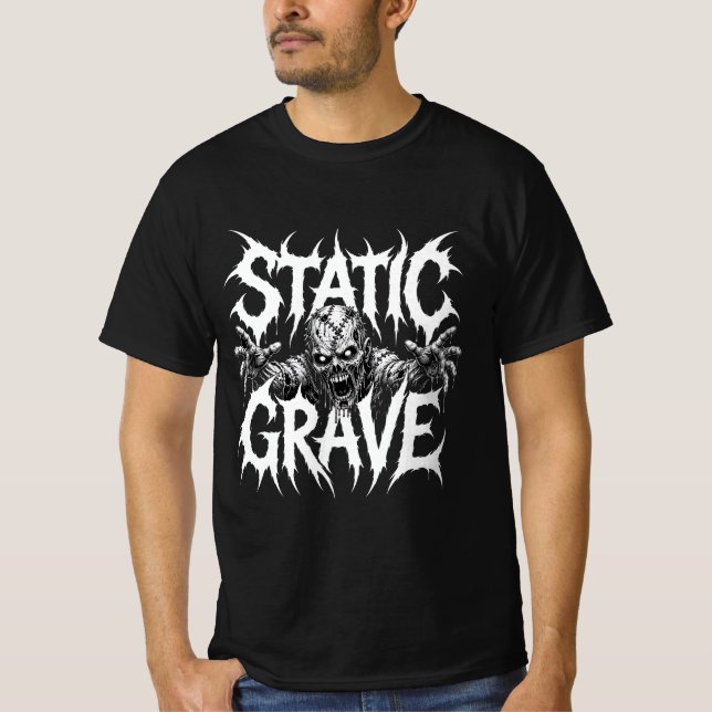 Statisk Grav Skräck Gothic Grafisk T-Shirt (Framsida)