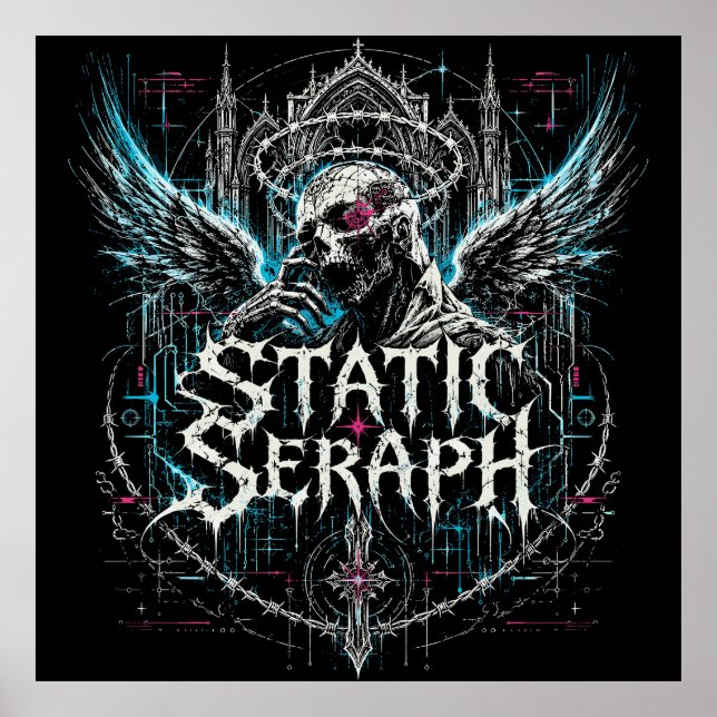 Statisk Seraf Gotisk Cyberpunk Grafik Poster (Framsidan)