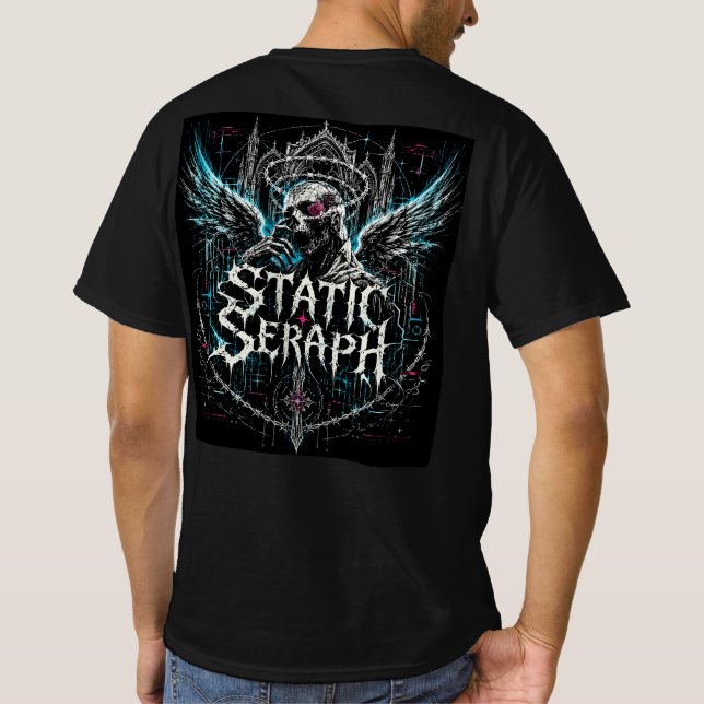 Statisk Seraf Gotisk Cyberpunk Grafik T Shirt (Baksida)