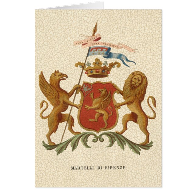 Statiskt Heraldic Badge med Griffin och Lejont Hälsningskort (Framsidan)