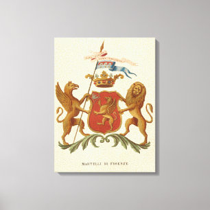 Statiskt heraldiskt badge med Griffin och Lejonare Canvastryck