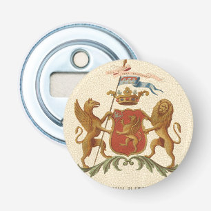 Statiskt heraldiskt badge med Griffin och Lejonare Flasköppnare