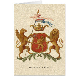 Statiskt heraldiskt badge med Griffin och Lejonare Hälsningskort