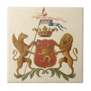 Statiskt heraldiskt badge med Griffin och Lejonare Kakelplatta