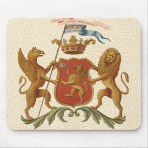 Statiskt heraldiskt badge med Griffin och Lejonare Musmatta