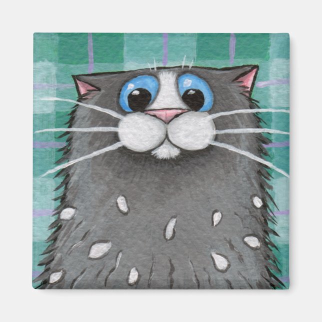 Statiskt laddad Grått Cat Magnet (Framsidan)