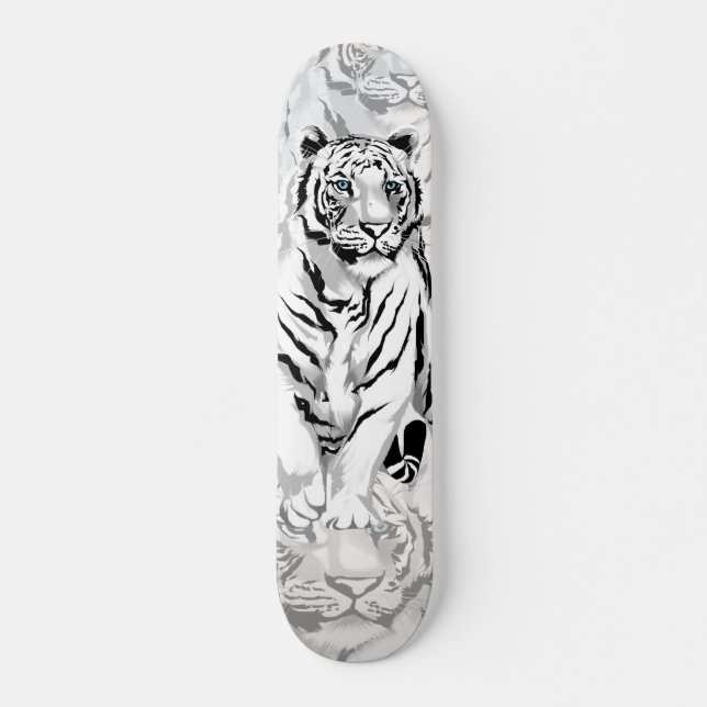 Statiskt vit tiger Skateboard (Framsida)