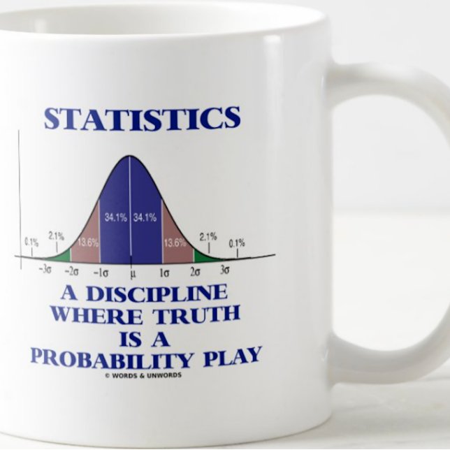 Statistik en disciplin där sanning är sannolikhet kaffemugg (Funny statistical discipline saying featuring bell curve/normal distribution curve)