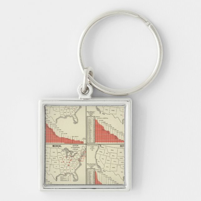 Statistik för speciellare skolor fyrkantig silverfärgad nyckelring (Framsidan)