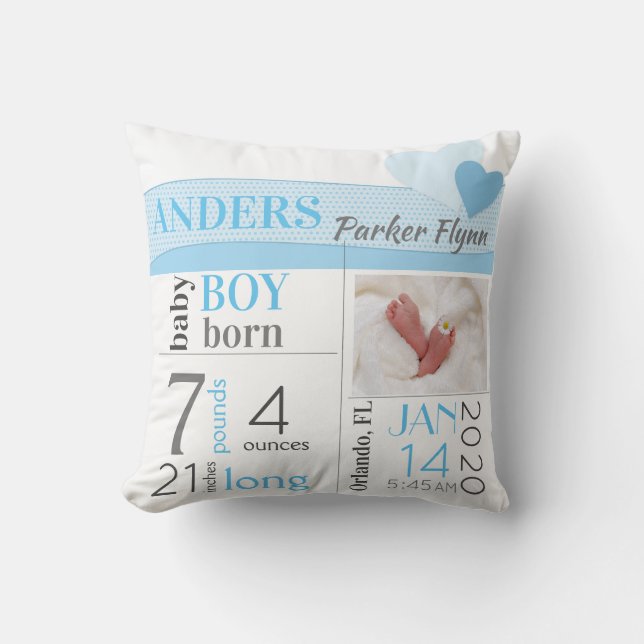 Statistik över bebisens födelse kudde (Framsida)