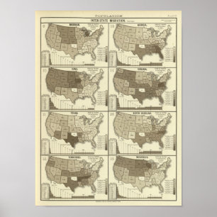 Statistisk United States lithographed kartor Poster
