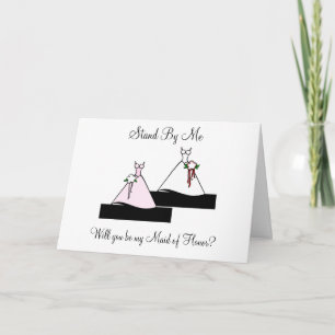 Stativ av mig maid of honor på trappor inbjudan