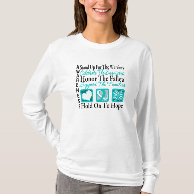 Stativ firar upp Cervical cancer för hederCollage Tee Shirt (Framsida)