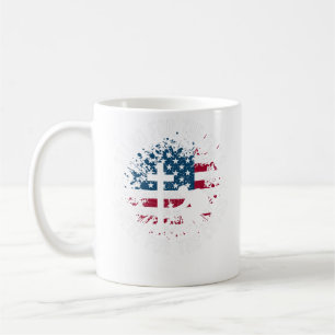 Stativ för flagga, knäfaller för den patriotisk kaffemugg