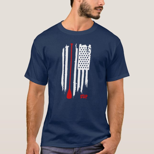 Stativ som paddlar upp US-flagga Tröja (Framsida)