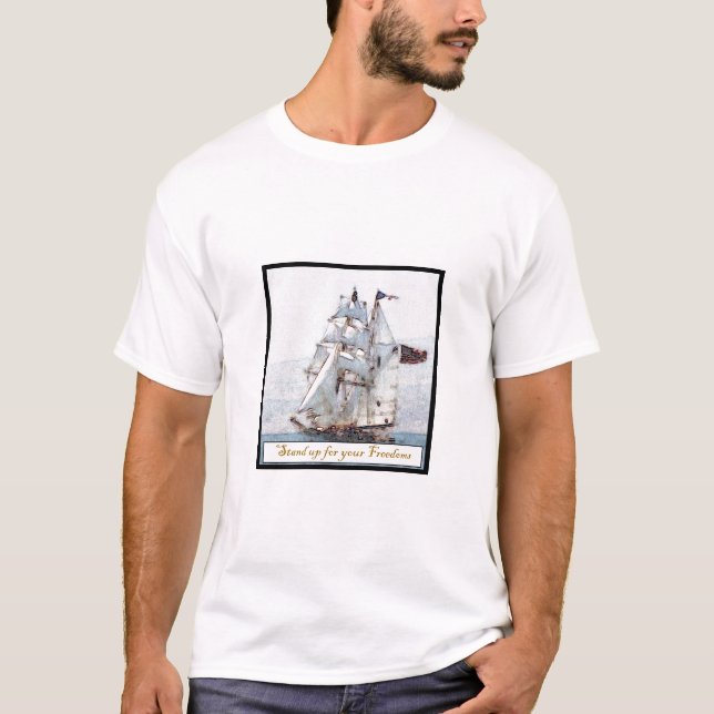 Stativ upp för dina friheter t shirt (Framsida)